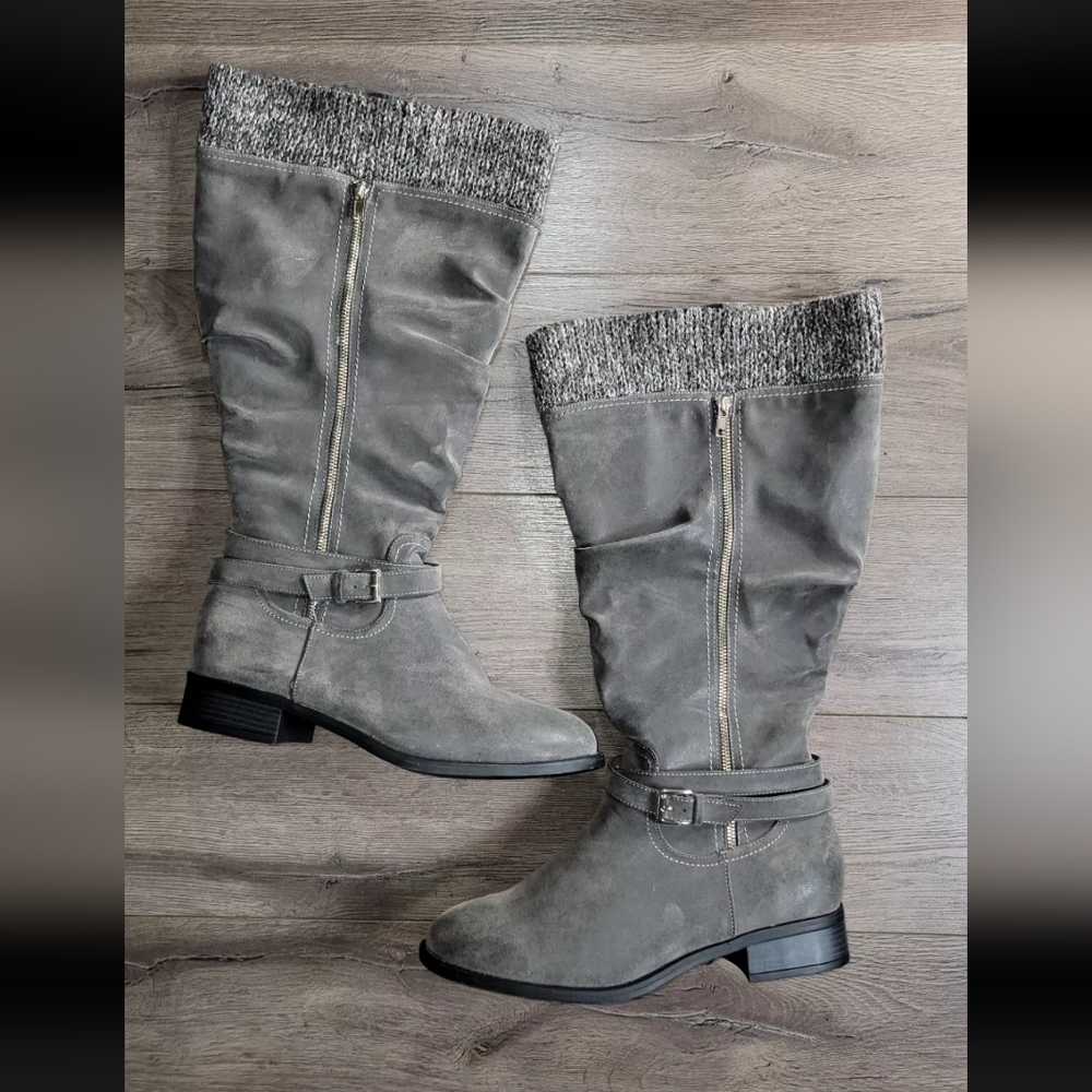 Torrid Women's Sweater Knee Boot (WW) Extra Wide Calf Size:12WW Color:Gray